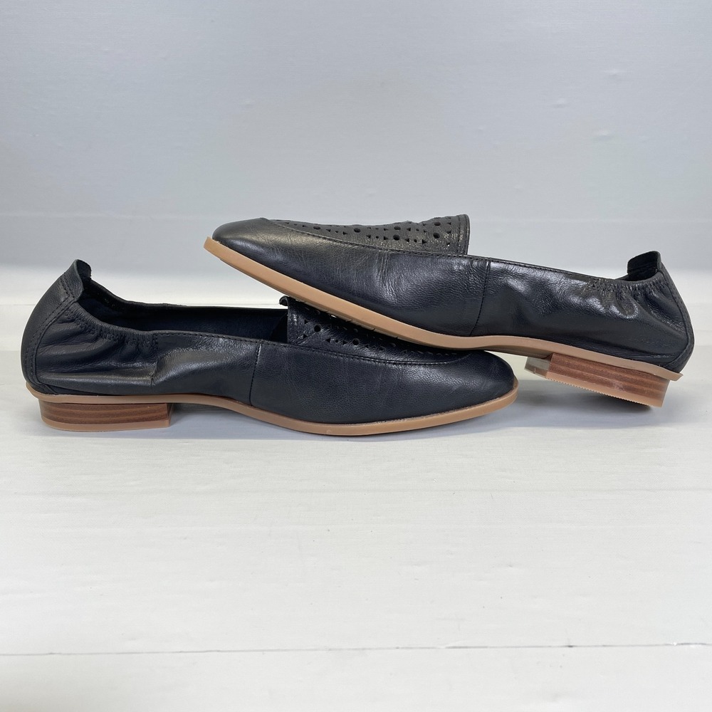 Clarks Sarafyna Sky Loafers Womens Size 8.5 Wide Black Leather Perforated Shoes - Picture 9 of 10